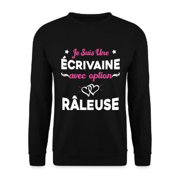 Femme je suis une écrivaine avec option râleuse - Sweat-shirt Unisexe - noir - Devant - Alina (178cm) & Michal (187cm)