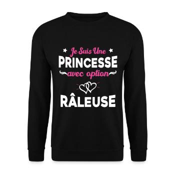 je suis une princesse avec option râleuse femme - Sweat-shirt Unisexe - noir - Devant - Alina (178cm) & Michal (187cm)