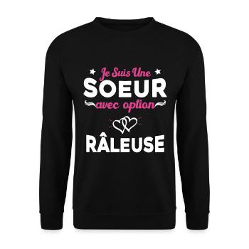 Je suis une soeur avec option Râleuse - Sweat-shirt Unisexe - noir - Devant - Alina (178cm) & Michal (187cm)