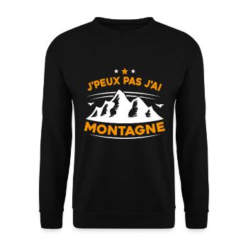 J'peux pas j'ai Montagne Humour - Sweat-shirt Unisexe - noir - Devant - Alina (178cm) & Michal (187cm)