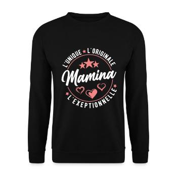 Mamina L'unique L'originale L'exeptionnelle Maman - Sweat-shirt Unisexe - noir - Devant - Alina (178cm) & Michal (187cm)