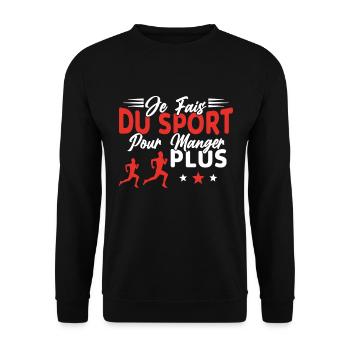 Je fais du Sport pour Manger plus Humour Cadeau - Sweat-shirt Unisexe - noir - Devant - Alina (178cm) & Michal (187cm)