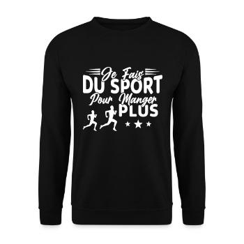 Je fais du Sport pour Manger plus Humour Cadeau - Sweat-shirt Unisexe - noir - Devant - Alina (178cm) & Michal (187cm)