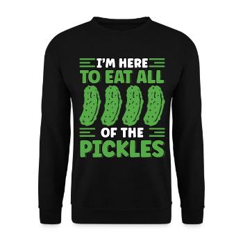 Ich bin hier, um alle Gurken zu essen Feinschmecker lustig - Unisex Pullover - Schwarz - Vorne - Alina (178cm) & Michal (187cm)
