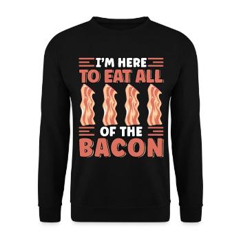 I'm Here To Eat All The Bacon Breakfast Funny - Unisex Sweatshirt - black - Front - Alina (178cm) & Michal (187cm)