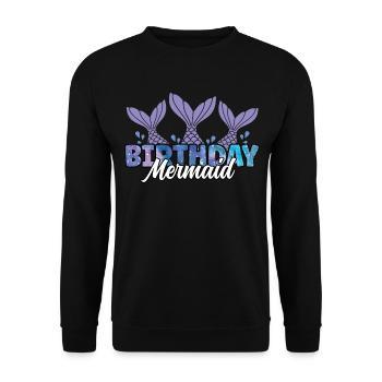 Birthday Mermaid Family Cute Matching Mermaid - Unisex Sweatshirt - black - Front - Alina (178cm) & Michal (187cm)