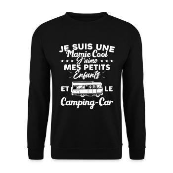 Mamie J'aime Mes Petite Enfants et le Camping Car - Sweat-shirt Unisexe - noir - Devant - Alina (178cm) & Michal (187cm)