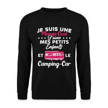 Mamie J'aime Mes Petite Enfants et le Camping Car - Sweat-shirt Unisexe - noir - Devant - Alina (178cm) & Michal (187cm)