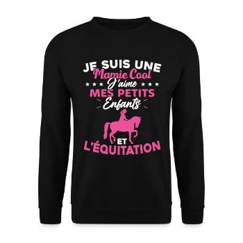 Mamie j'aime mes petite enfants et l'équitation - Sweat-shirt Unisexe - noir - Devant - Alina (178cm) & Michal (187cm)