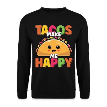 Tacos machen mich glücklich süß lustig Taco Liebhaber Cinco - Unisex Pullover - Schwarz - Vorne - Alina (178cm) & Michal (187cm)