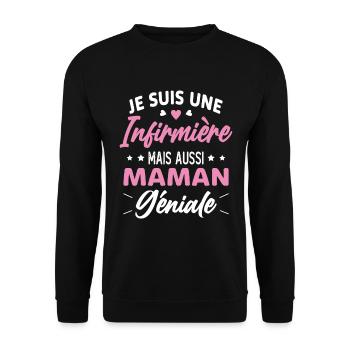 Je suis une infirmière et une maman géniale - Sweat-shirt Unisexe - noir - Devant - Alina (178cm) & Michal (187cm)