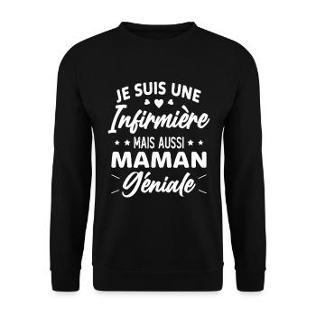 Je suis une infirmière et une maman géniale - Sweat-shirt Unisexe - noir - Devant - Alina (178cm) & Michal (187cm)