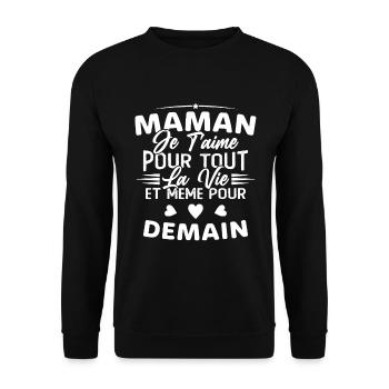 Maman je t'aime Mère Bébé Naissance Amour - Sweat-shirt Unisexe - noir - Devant - Alina (178cm) & Michal (187cm)