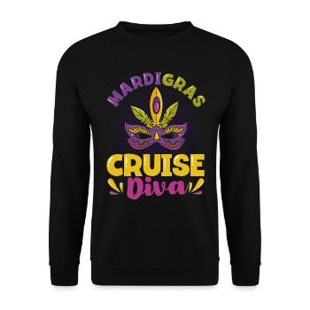 Mardigras Kreuzfahrt Diva Mardi Gras Geschenk - Unisex Pullover - Schwarz - Vorne - Alina (178cm) & Michal (187cm)