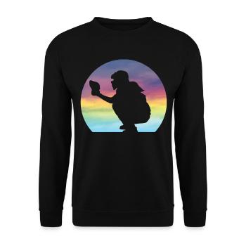 Damen Softball Catcher Silhouette Mädchen - Unisex Pullover - Schwarz - Vorne - Alina (178cm) & Michal (187cm)
