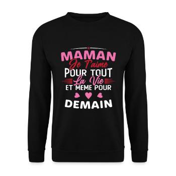 Maman je t'aime Mère Bébé Naissance Amour - Sweat-shirt Unisexe - noir - Devant - Alina (178cm) & Michal (187cm)