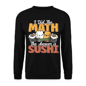 Drôle Sushi Math Cute Kawaii Cuisine Japonaise - Sweat-shirt Unisexe - noir - Devant - Alina (178cm) & Michal (187cm)