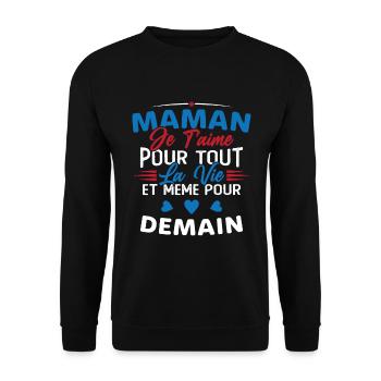 Maman je t'aime Mère Bébé Naissance Amour - Sweat-shirt Unisexe - noir - Devant - Alina (178cm) & Michal (187cm)