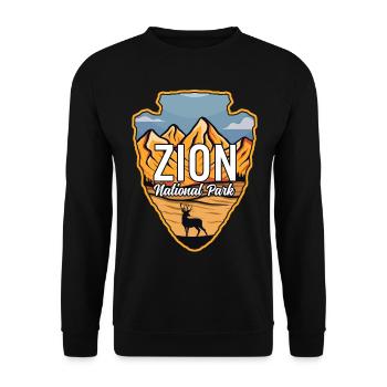 Zion US Nationalpark Arrowhead Deer Mountains - Unisex Pullover - Schwarz - Vorne - Alina (178cm) & Michal (187cm)