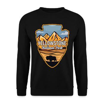 Yellowstone US National Park Arrowhead Buffalo - Unisex Sweatshirt - black - Front - Alina (178cm) & Michal (187cm)