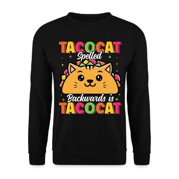 Kawaii Taco Cat Cute Tacocat Funny Taco Lover - Unisex Sweatshirt - black - Front - Alina (178cm) & Michal (187cm)
