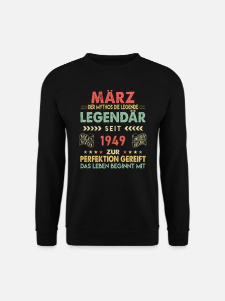 74. Geburtstag März Jahrgang 1949 Vintage - Unisex Pullover - Schwarz