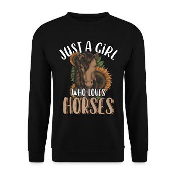 Juste une fille qui aime les chevaux Tournesol Cheval mignon - Sweat-shirt Unisexe - noir - Devant - Alina (178cm) & Michal (187cm)