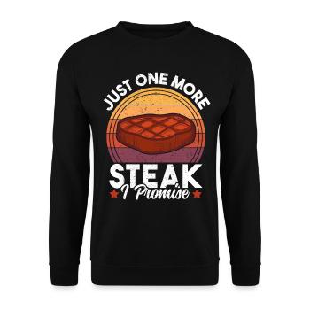 Nur noch ein Steak Ich verspreche lustigen Retro-Sonnenuntergang - Unisex Pullover - Schwarz - Vorne - Alina (178cm) & Michal (187cm)