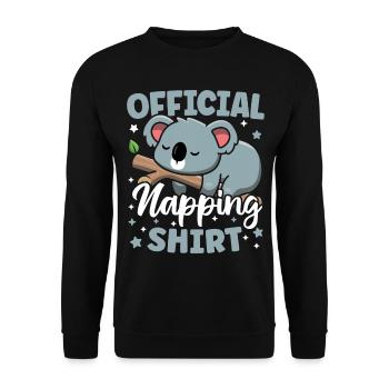 Official Napping Shirt Cute Sleeping Kawaii Koala - Unisex Sweatshirt - black - Front - Alina (178cm) & Michal (187cm)