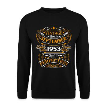 Vintage Nées En Septembre 1953 Cadeau - Sweat-shirt Unisexe - noir - Devant - Alina (178cm) & Michal (187cm)