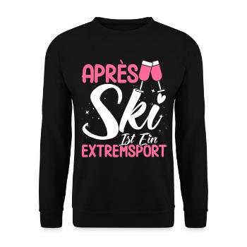 Apres Ski Après Ski Ist Ein Extremsport Geschenk - Unisex Pullover - Schwarz - Vorne - Alina (178cm) & Michal (187cm)