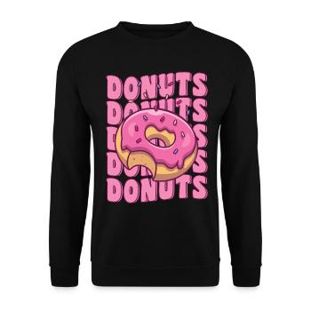 Groovy Pink Donut Squad Saupoudrer Donut Lover - Sweat-shirt Unisexe - noir - Devant - Alina (178cm) & Michal (187cm)