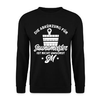 Sauna Die Abkürzung Für Saunameister Geschenk - Unisex Pullover - Schwarz - Vorne - Alina (178cm) & Michal (187cm)