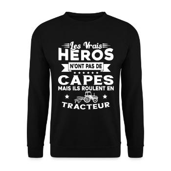Tracteur Héros Cadeau Agriculteur Humour Fermier - Sweat-shirt Unisexe - noir - Devant - Alina (178cm) & Michal (187cm)