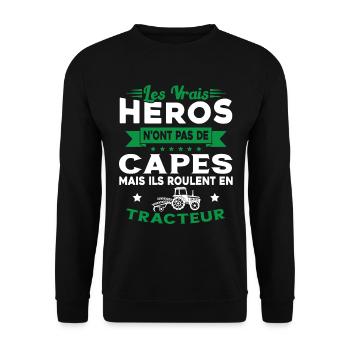 Tracteur Héros Cadeau Agriculteur Humour Fermier - Sweat-shirt Unisexe - noir - Devant - Alina (178cm) & Michal (187cm)