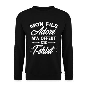 Mon Fils Adoré Humour Maman / Papa Cadeau - Sweat-shirt Unisexe - noir - Devant - Alina (178cm) & Michal (187cm)