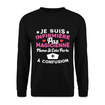 Je suis une Infirmière pas Magicienne Humour - Sweat-shirt Unisexe - noir - Devant - Alina (178cm) & Michal (187cm)