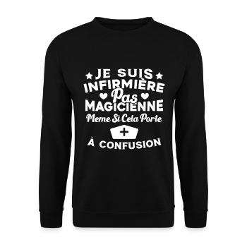 Je suis une Infirmière pas Magicienne Humour - Sweat-shirt Unisexe - noir - Devant - Alina (178cm) & Michal (187cm)