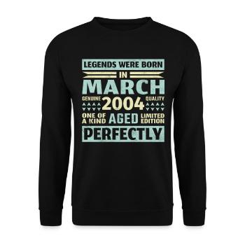 19th birthday March Vintage 2004 Vintage - Unisex Sweatshirt - black - Front - Alina (178cm) & Michal (187cm)