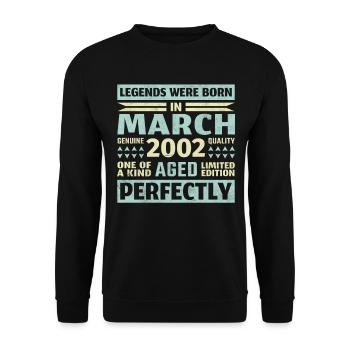 21st birthday March Vintage 2002 Vintage - Unisex Sweatshirt - black - Front - Alina (178cm) & Michal (187cm)