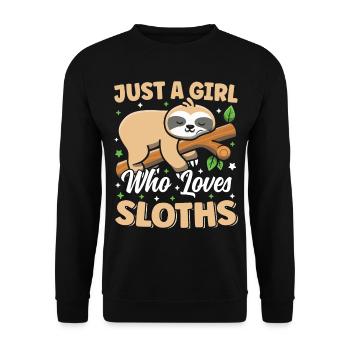 Just A Girl Who Loves Sloths Cute Kawaii Sleeping - Unisex Sweatshirt - black - Front - Alina (178cm) & Michal (187cm)