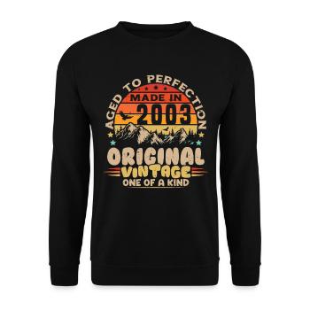 Jahrgang 2003 Geburtstagsgeschenk 2003 - Unisex Pullover - Schwarz - Vorne - Alina (178cm) & Michal (187cm)