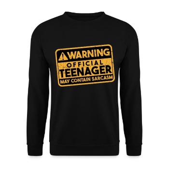 Avertissement officiel adolescent drôle Sarcastique 13ème - Sweat-shirt Unisexe - noir - Devant - Alina (178cm) & Michal (187cm)