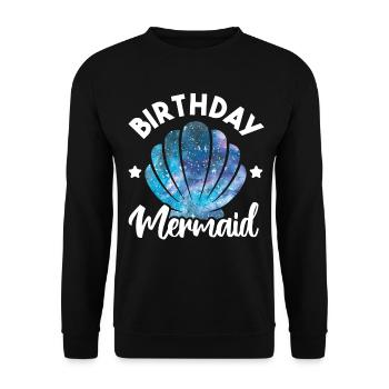 Anniversaire Mermaid Party Girl Seashell Matching - Sweat-shirt Unisexe - noir - Devant - Alina (178cm) & Michal (187cm)