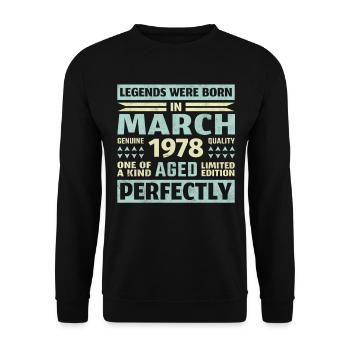 45th birthday March Vintage 1978 Vintage - Unisex Sweatshirt - black - Front - Alina (178cm) & Michal (187cm)