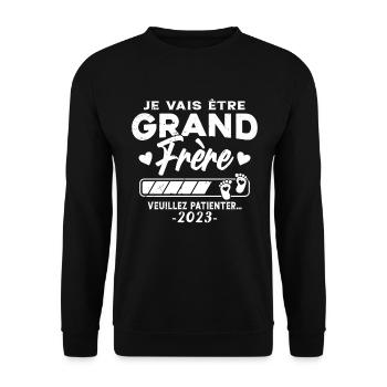 Je vais Être Grand Frère 2023 idée cadeau - Sweat-shirt Unisexe - noir - Devant - Alina (178cm) & Michal (187cm)