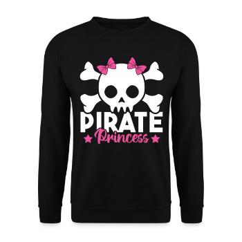 Niedlicher Pirat Prinzessin Rosa Piratenschädel und - Unisex Pullover - Schwarz - Vorne - Alina (178cm) & Michal (187cm)