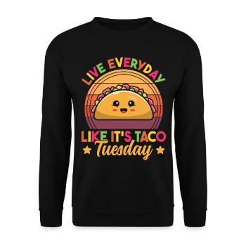 Vivez tous les jours comme si c’était Taco Tuesday Retro Funny - Sweat-shirt Unisexe - noir - Devant - Alina (178cm) & Michal (187cm)