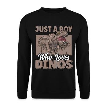 Nur ein Junge, der Dinosaurier liebt Tyrannosaurus Rex - Unisex Pullover - Schwarz - Vorne - Alina (178cm) & Michal (187cm)