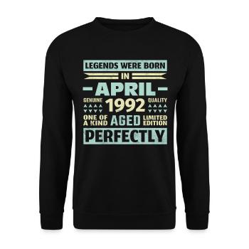 31st birthday April Vintage 1992 Vintage - Unisex Sweatshirt - black - Front - Alina (178cm) & Michal (187cm)